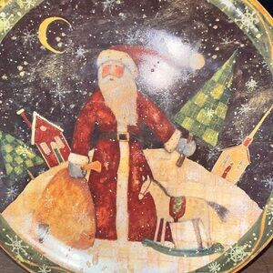 Set of 4 Susan Rustic Santa Holiday Accents dinner plates 2 salad plates
